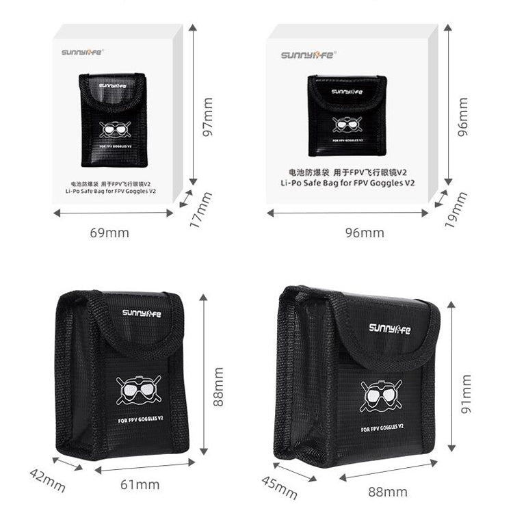 Sunnylife FV - DC261 Battery Explosion - proof Bag, For DJI FPV Glasses Battery, For DJI FPV Glasses 2 Batteries, For DJI FPV Drone Battery, For DJI FPV Drone 2 Batteries, For DJI FPV Drone 3 Batteries - ORIWHIZCase & BagsDJI & Insta360 AccessoriesDJI FPV Series