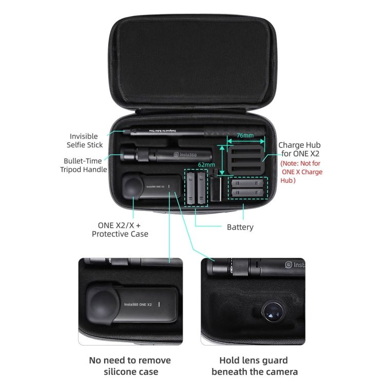 Sunnylife IST - B193 Storage Bag Case Handbag for Insta360 ONE X2 / X, For Insta360 ONE X2 / X - ORIWHIZDJI & Insta360 AccessoriesInsta360 X SeriesProtection & Cases