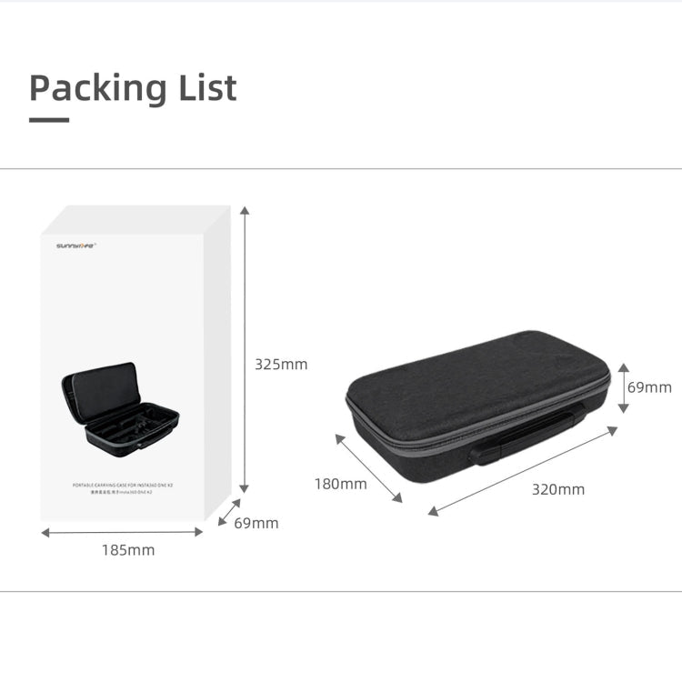 Sunnylife IST - B193 Storage Bag Case Handbag for Insta360 ONE X2 / X, For Insta360 ONE X2 / X - ORIWHIZDJI & Insta360 AccessoriesInsta360 X SeriesProtection & Cases
