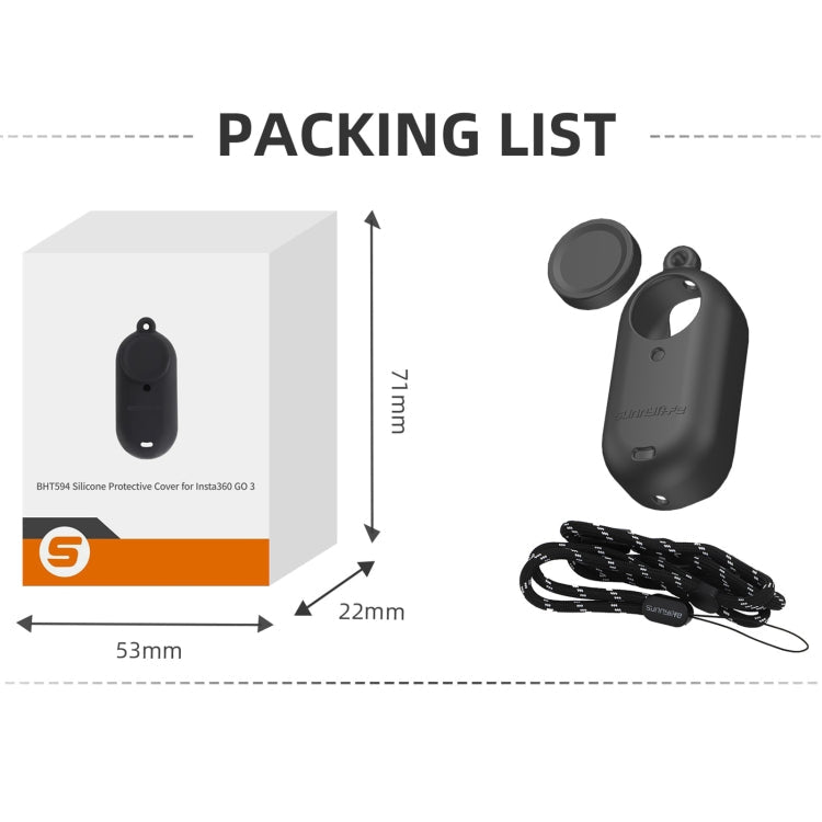 Sunnylife IST - BHT594 Camera Body Silicone Case with Lens Cap & Neck Strap, For Insta360 Go 3 - ORIWHIZDJI & Insta360 AccessoriesInsta360 GO SeriesProtection & Cases