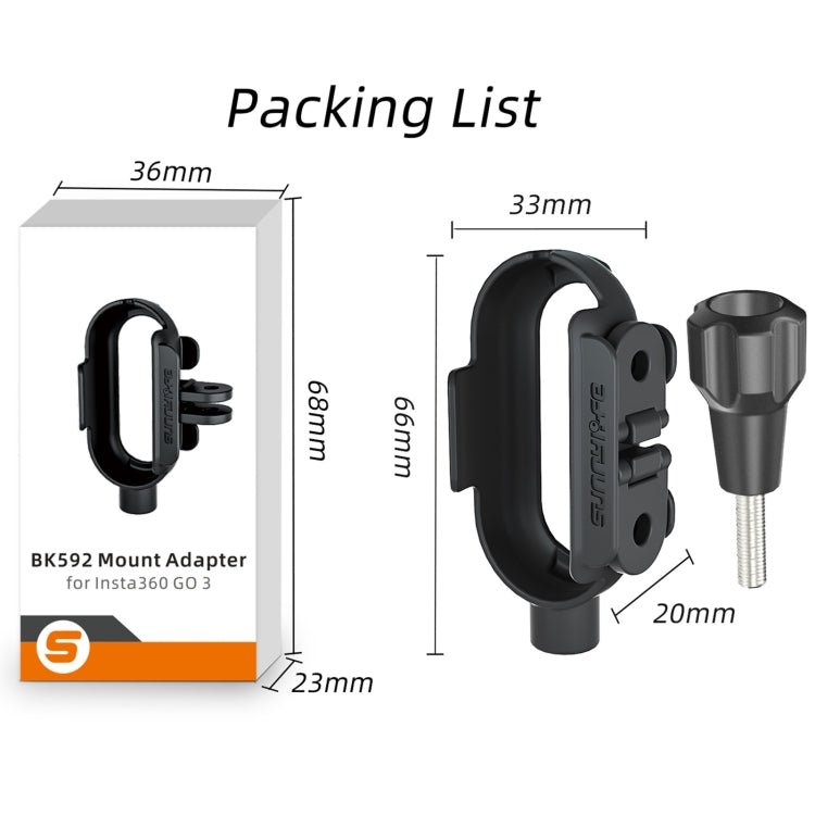 Sunnylife IST - BK592 Mount Adapter Protective Frame Cage Mounting Brackets Housing Case, For Insta360 Go 3 - ORIWHIZDJI & Insta360 AccessoriesInsta360 GO SeriesMounts