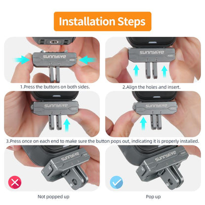 Sunnylife Metal Magnetic Quick Release Adapter Mount Action Camera Foldable Cam Stand 1/4 Adapter for Insta360 X5 / Ace / Ace Pro 2 / 1, AD020 For Insta360 X5 / Ace / Ace Pro 2 / 1 - ORIWHIZDJI & Insta360 AccessoriesDJI Neo AccessoriesMount & Holder