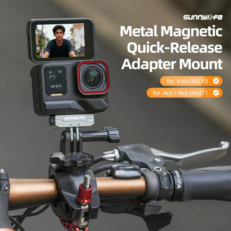 Sunnylife Metal Magnetic Quick Release Adapter Mount Action Camera Foldable Cam Stand 1/4 Adapter for Insta360 X5 / Ace / Ace Pro 2 / 1, AD020 For Insta360 X5 / Ace / Ace Pro 2 / 1 - ORIWHIZDJI & Insta360 AccessoriesDJI Neo AccessoriesMount & Holder