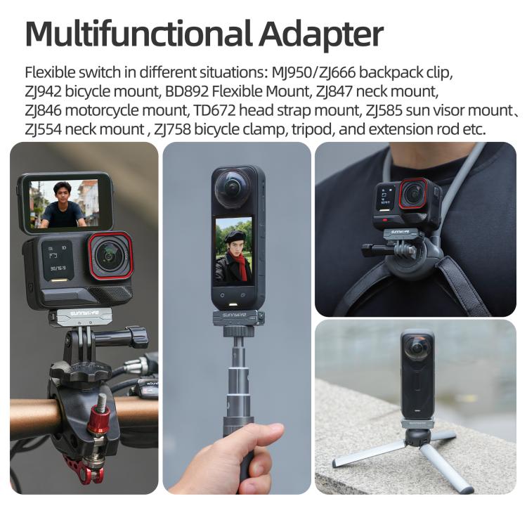 Sunnylife Metal Magnetic Quick Release Adapter Mount Action Camera Foldable Cam Stand 1/4 Adapter for Insta360 X5 / Ace / Ace Pro 2 / 1, AD020 For Insta360 X5 / Ace / Ace Pro 2 / 1 - ORIWHIZDJI & Insta360 AccessoriesDJI Neo AccessoriesMount & Holder