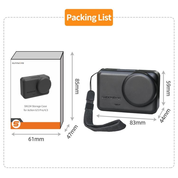 Sunnylife Portable Protective Cover Shock - proof Dust - proof Storage Box with Lanyard for DJI Osmo Action 6 / 5 Pro / 4 / 3, For DJI Osmo Action 6 / 5 Pro / 4 / 3 - ORIWHIZCase & BagsDJI & Insta360 AccessoriesOsmo Action Series