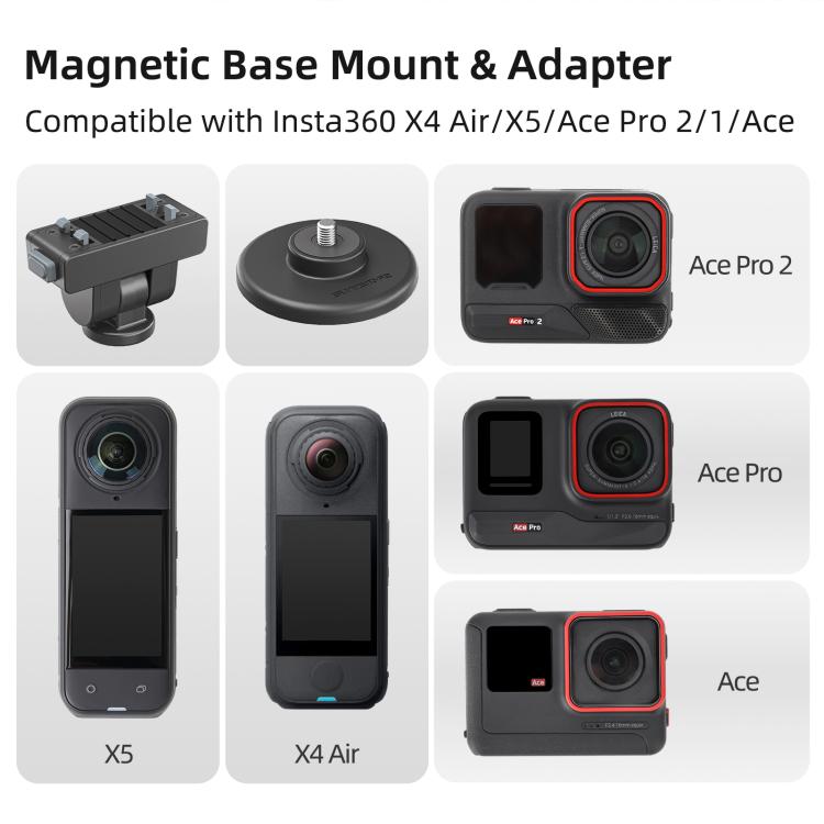 Sunnylife Quick - Release Magnetic Base Mount 1/4 180 Tilt Adjustable Tabletop Base Bracket For Insta360 X4 Air / X5 / Ace / Ace Pro 2 / 1, DZ - 142 For Insta360 X4 Air / X5 - ORIWHIZDJI & Insta360 AccessoriesInsta360 X SeriesMounts
