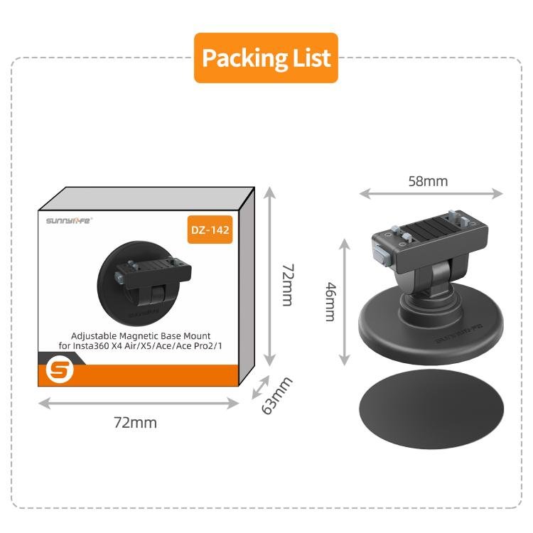 Sunnylife Quick - Release Magnetic Base Mount 1/4 180 Tilt Adjustable Tabletop Base Bracket For Insta360 X4 Air / X5 / Ace / Ace Pro 2 / 1, DZ - 142 For Insta360 X4 Air / X5 - ORIWHIZDJI & Insta360 AccessoriesInsta360 X SeriesMounts