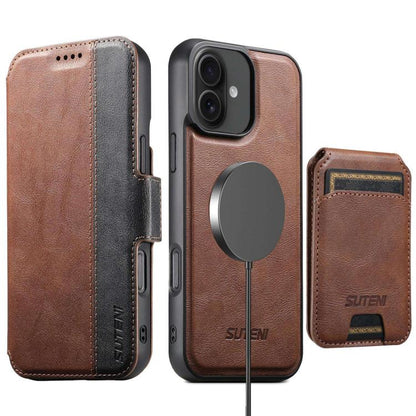 Suteni Q07S2 3 - in - 1 Detachable Vertical Flip Wallet MagSafe Splicing Leather Phone Case, For iPhone 16 Pro Max, For iPhone 16 Pro, For iPhone 16 Plus, For iPhone 16, For iPhone 15 Pro Max, For iPhone 15 Pro, For iPhone 15 Plus, For iPhone 15�����������... - ORIWHIZApple AccessoriesiPhone 16 Pro MaxiPhone 16 Pro Max Cases