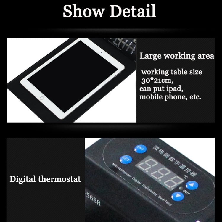 TBK - 568R 220V Vacuum LCD Temperature Controller Touch Screen Glass Separator Machine with Multi - function Storage Box, TBK - 568R - ORIWHIZ