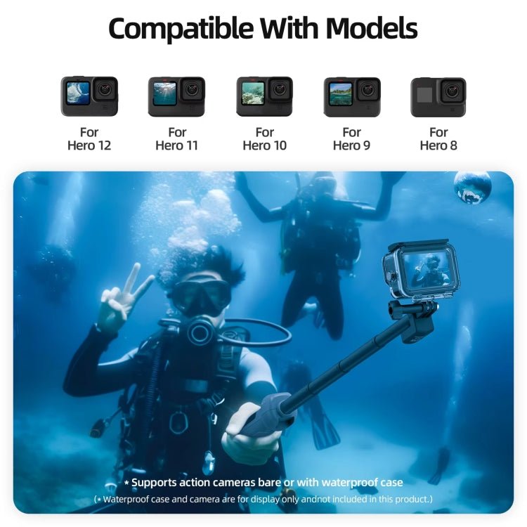 TELESIN 0.85m Underwater Selfie Stick Wireless Remote Control For GoPro HERO12 Black / HERO11 Black / HERO10 Black / HERO9 Black / HERO8 Black, Selfie Stick - ORIWHIZDJI & Insta360 AccessoriesStabilizer GripTELESIN