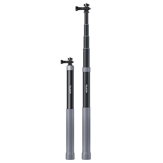 Palo selfie monopie de fibra de carbono TELESIN de 1.2 m con tornillo de 1/4 para cámaras de acción, 1.2 m - Accesorios ORIWHIZDJI e Insta360. Palo extensible TELESIN.
