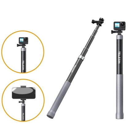 TELESIN 1.2m Carbon Fiber Monopod Selfie Stick With 1/4 Screw For Action Cameras, 1.2m - ORIWHIZDJI & Insta360 AccessoriesExtendable PoleTELESIN