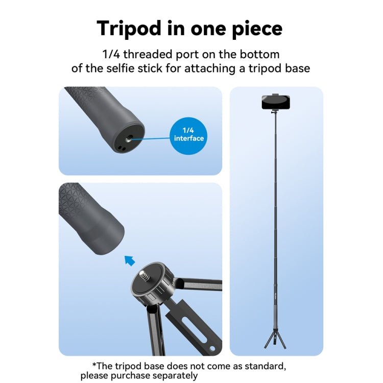 TELESIN 3M Carbon Fiber Selfie Stick Monopod With 1/4 Screw For Action Camera, 3m - ORIWHIZDJI & Insta360 AccessoriesExtendable PoleTELESIN