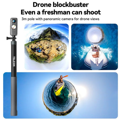 TELESIN 3M Carbon Fiber Selfie Stick Monopod With 1/4 Screw For Action Camera, 3m - ORIWHIZDJI & Insta360 AccessoriesExtendable PoleTELESIN