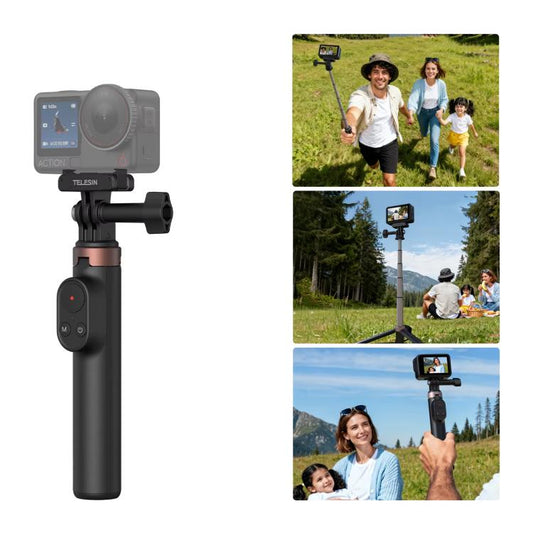 Trípode con control remoto Bluetooth TELESIN para selfies, compatible con cámaras de acción y smartphones - Accesorios ORIWHIZDJI e Insta360. Palo extensible. TELESIN
