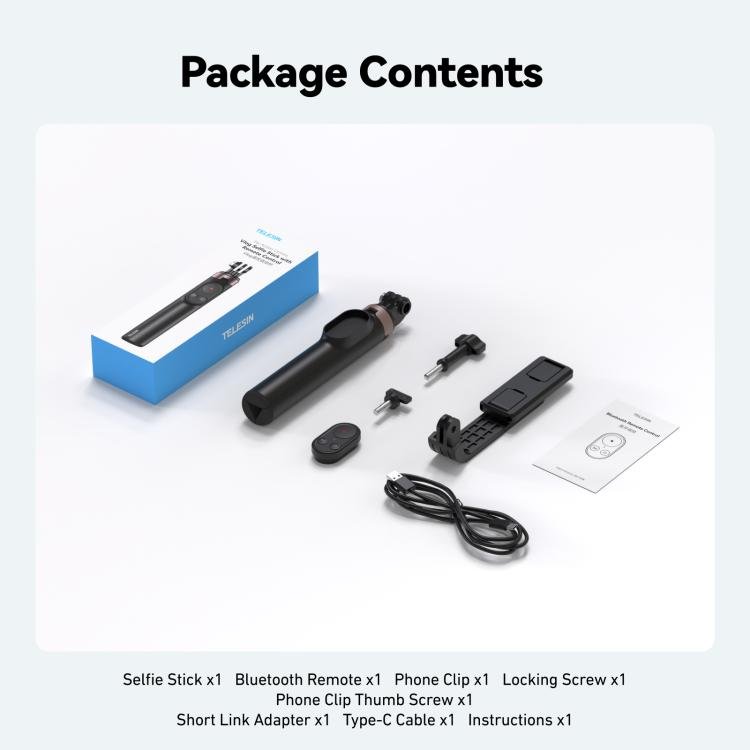 TELESIN Bluetooth Remote Control Selfie Stick Tripod For Action Cameras And Smartphones - ORIWHIZDJI & Insta360 AccessoriesExtendable PoleTELESIN