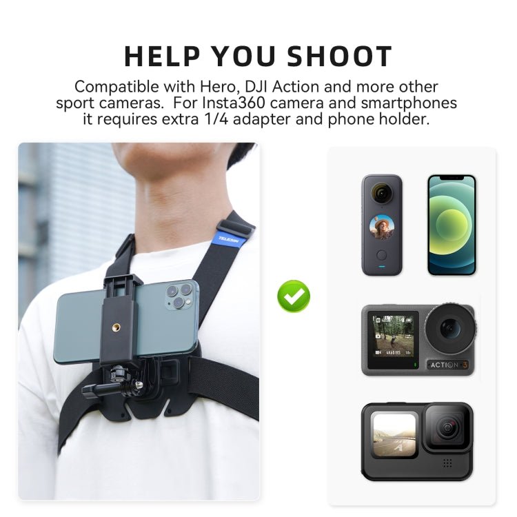 TELESIN Chest Strap Mount Waistcoat Belt Mount For Action Camera, GP - UCS - 001 - ORIWHIZChest BeltDJI & Insta360 AccessoriesTELESIN