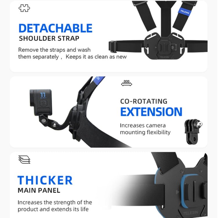 TELESIN Chest Strap Mount Waistcoat Belt Mount For Action Camera, GP - UCS - 001 - ORIWHIZChest BeltDJI & Insta360 AccessoriesTELESIN
