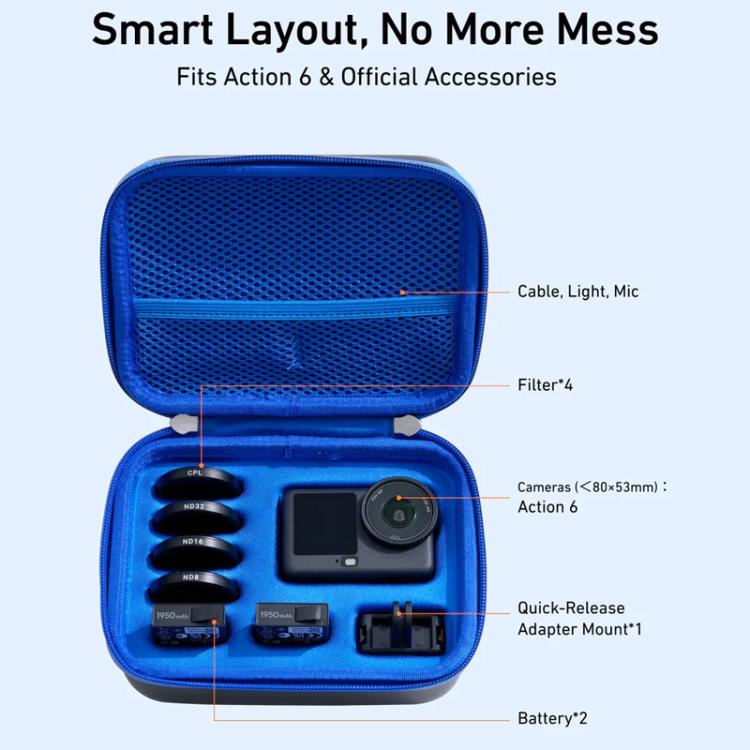 TELESIN DisAdv Medium Hard Shell Carrying Case Storage Bag for DJI Osmo Action 6 / 5 Pro / 4 / 3 - ORIWHIZCase & BagsDJI & Insta360 AccessoriesOsmo Action Series