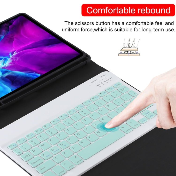 TG11B Detachable Bluetooth Green Keyboard + Microfiber Leather Tablet Case for iPad Pro 11 inch (2020), with Pen Slot & Holder, Green Keyboard - ORIWHIZApple AccessoriesiPad KeyboardiPad Keyboard For iPad Pro