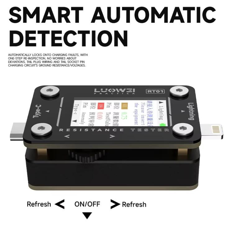 Type - C To 8 Pin Detachable Cell Phone Rear Plug Auto Tester, LUOWEI RT01 - ORIWHIZ