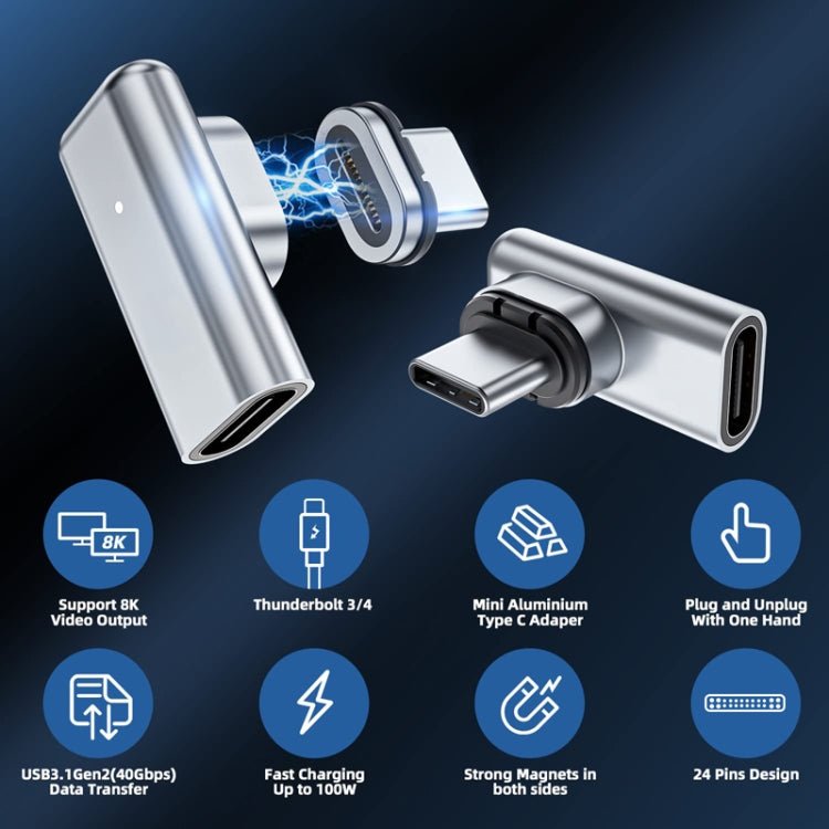 TZ30 PD100W 24Pin Fast Charge Type - C / USB - C Magnetic Elbow Adapter For MacBook Notebook Connector - ORIWHIZ