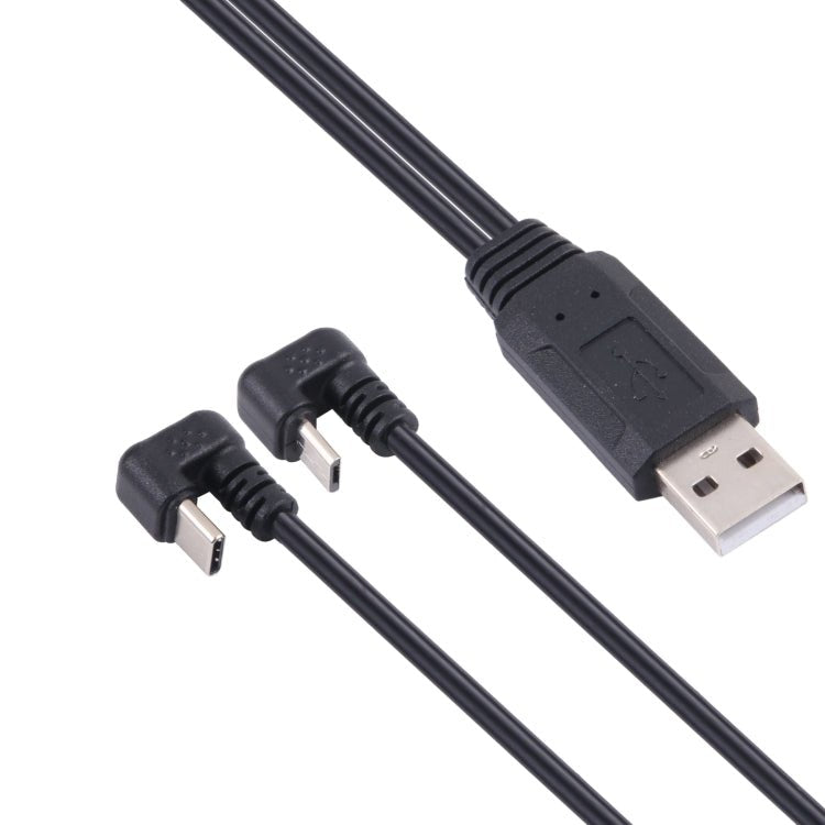 U - shaped USB - C / Type - C Male + Micro USB Male to USB Cable, Type - C + Micro USB to USB - ORIWHIZ