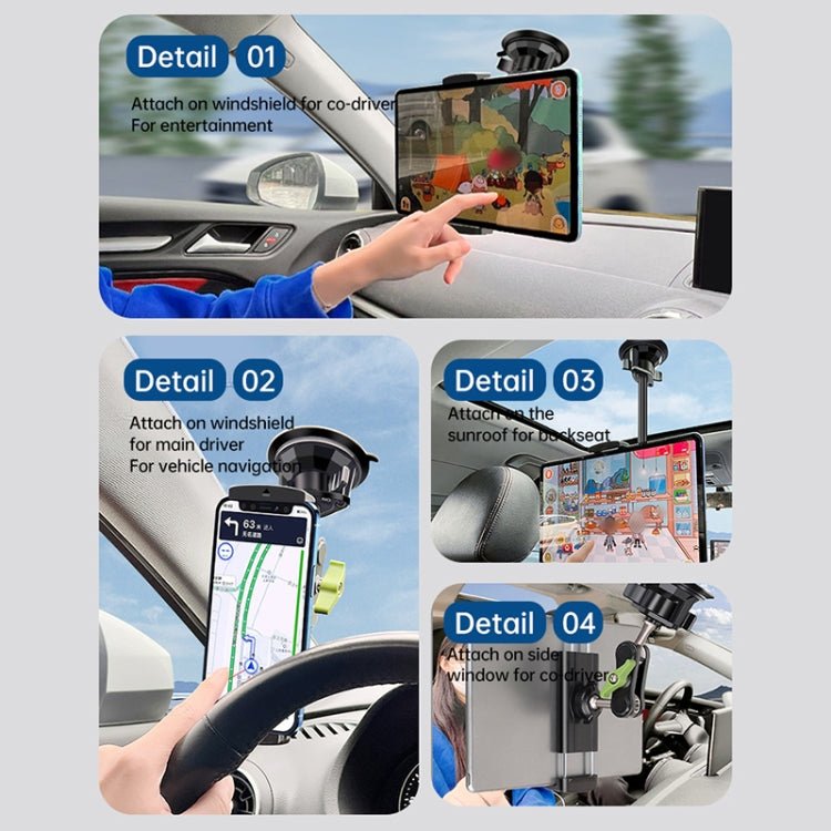 UBA - P1L Car Flexible Tablet Suction Cup Clamp Holder with Extension Rod without Remote Control, UBA - P1L - ORIWHIZ