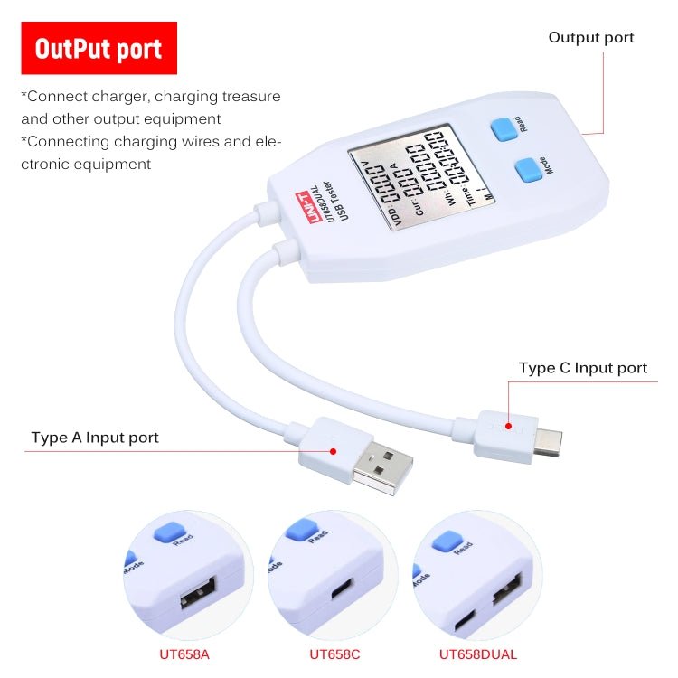 UNI - T USB Voltmeter Ammeter Tester UT658DUAL, UT658DUAL - ORIWHIZ