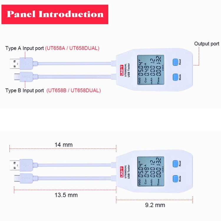 UNI - T USB Voltmeter Ammeter Tester UT658DUAL, UT658DUAL - ORIWHIZ