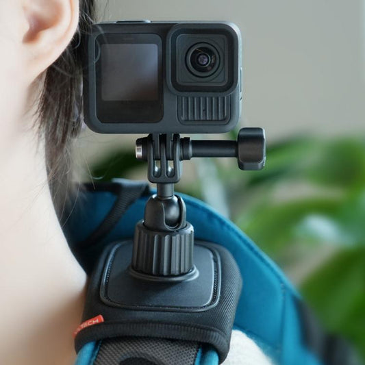 Soporte universal para correa de hombro para cámaras de acción con rótula giratoria de 360 grados - Manos libres - Grabación POV - Clip para mochila ORIWHIZ Accesorios DJI e Insta360 Soporte y abrazadera universal