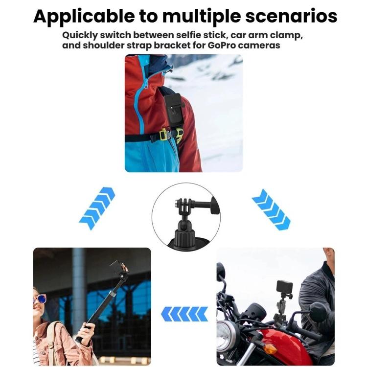 Universal Shoulder Strap Mount For Action Cameras With 360 - Degree Rotating Ball Head Hands - Free POV Shooting - ORIWHIZBackpack ClipDJI & Insta360 AccessoriesUniversal Mount & Holder