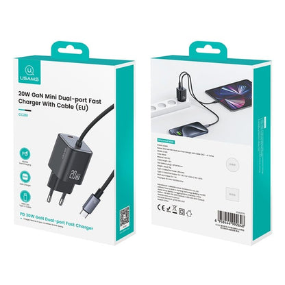 USAMS CC261 20W GaN Mini Type - C / USB - C Dual Port Fast Charger with Cable, CC261 - ORIWHIZ