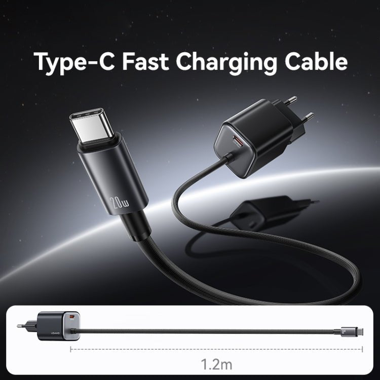 USAMS CC261 20W GaN Mini Type - C / USB - C Dual Port Fast Charger with Cable, CC261 - ORIWHIZ