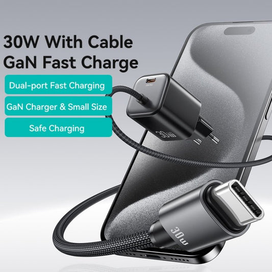 USAMS CC264 30W GaN Mini Type - C / USB - C Dual Port Fast Charger with Cable, CC264 - ORIWHIZ