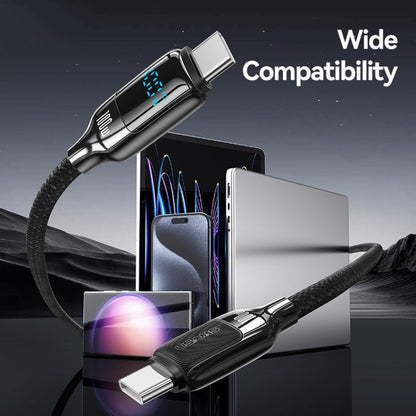 USAMS SJ742 100W USB - C / Type - C to USB - C / Type - C Zinc Alloy Digital Display Fast Data Cable, Length: 1.2m, SJ742USB01, SJ742USB02 - ORIWHIZ