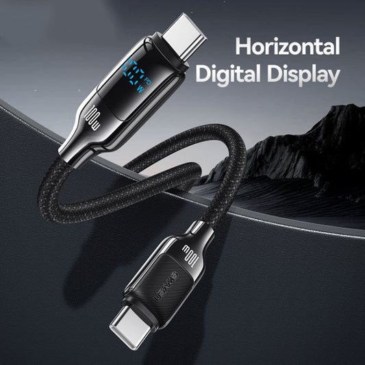 USAMS SJ742 100W USB - C / Type - C to USB - C / Type - C Zinc Alloy Digital Display Fast Data Cable, Length: 1.2m, SJ742USB01, SJ742USB02 - ORIWHIZ