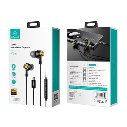 USAMS US - SJ482 EP - 43 Wired In Ear USB - C / Type - C Interface Metal Digital HiFi Noise Reduction Earphones with Mic & Digital Chip, Length: 1.2m - ORIWHIZ