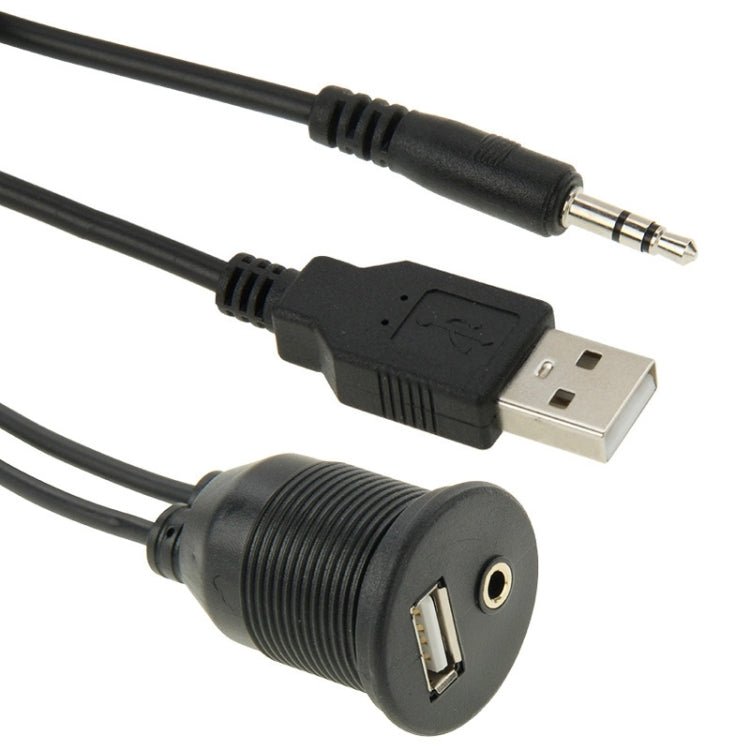 USB 2.0 & 3.5mm Male to Female Extension Cable with Car Flush Mount, Length: 2m, USB 2.0 & 3.5mm Male to Female - ORIWHIZCar Replacement PartsDIY CablesIn Car