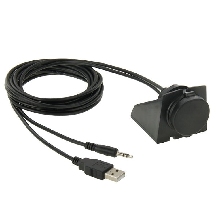 USB 2.0 & 3.5mm Male to Female Extension Cable with Car Flush Mount, Length: 2m, USB 2.0 & 3.5mm Male to Female - ORIWHIZCar Replacement PartsDIY CablesIn Car