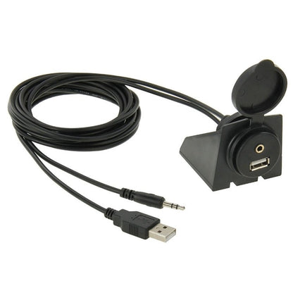 USB 2.0 & 3.5mm Male to Female Extension Cable with Car Flush Mount, Length: 2m, USB 2.0 & 3.5mm Male to Female - ORIWHIZCar Replacement PartsDIY CablesIn Car