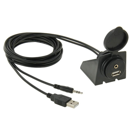 USB 2.0 & 3.5mm Male to Female Extension Cable with Car Flush Mount, Length: 2m, USB 2.0 & 3.5mm Male to Female - ORIWHIZCar Replacement PartsDIY CablesIn Car