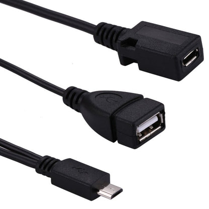 USB 2.0 Micro - B Male to USB 2.0 Micro - B Female Male & USB 2.0 Female Y Splitter OTG Cable, Length: 19 / 30cm - ORIWHIZ