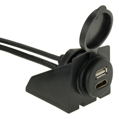 USB 2.0 & Mini HDMI (Type - C) Male to USB 2.0 & HDMI (Type - A) Female Adapter Cable with Car Flush Mount, Length: 2m, USB 2.0 & Mini HDMI Male to USB 2.0 & HDMI Female - ORIWHIZCar Replacement PartsDIY CablesIn Car