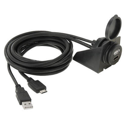 USB 2.0 & Mini HDMI (Type - C) Male to USB 2.0 & HDMI (Type - A) Female Adapter Cable with Car Flush Mount, Length: 2m, USB 2.0 & Mini HDMI Male to USB 2.0 & HDMI Female - ORIWHIZCar Replacement PartsDIY CablesIn Car