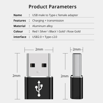 USB - C / Type - C Female to USB 2.0 Male Aluminum Alloy Adapter, Support Charging & Transmission, USB 2.0 - ORIWHIZ