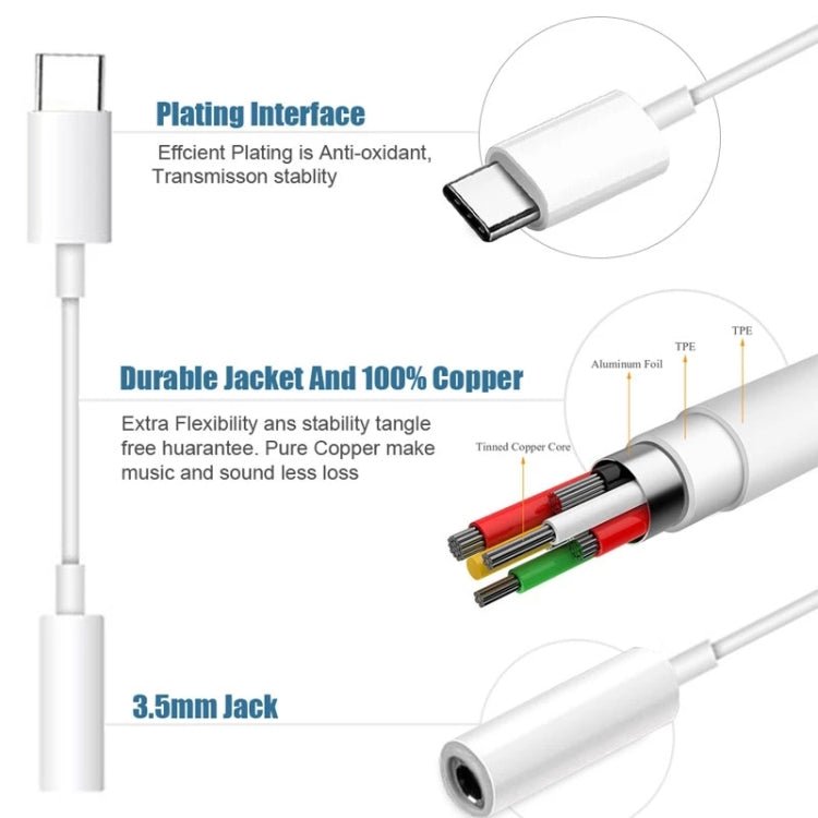 USB - C / Type - C Male to 3.5mm Female Audio Adapter Cable, For Galaxy Note 10+ - ORIWHIZ