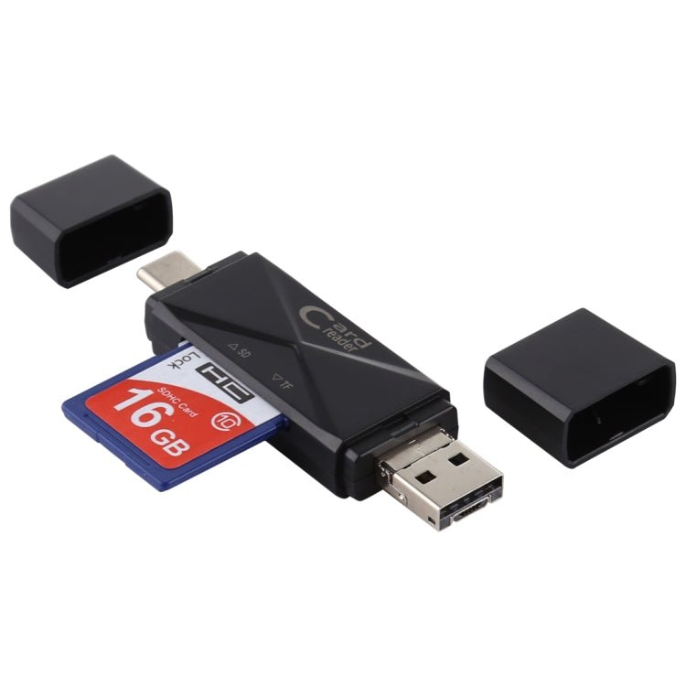 USB - C / Type - C + SD + TF + Micro USB to USB 2.0 Card Reader, USB2.0 - ORIWHIZ