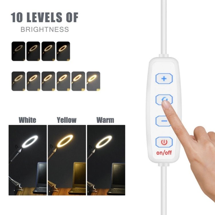 USB Desktop LED Ring Light Welding Auxiliary Magnifying Glass Lighting Desk Lamp, USB (White) - ORIWHIZ