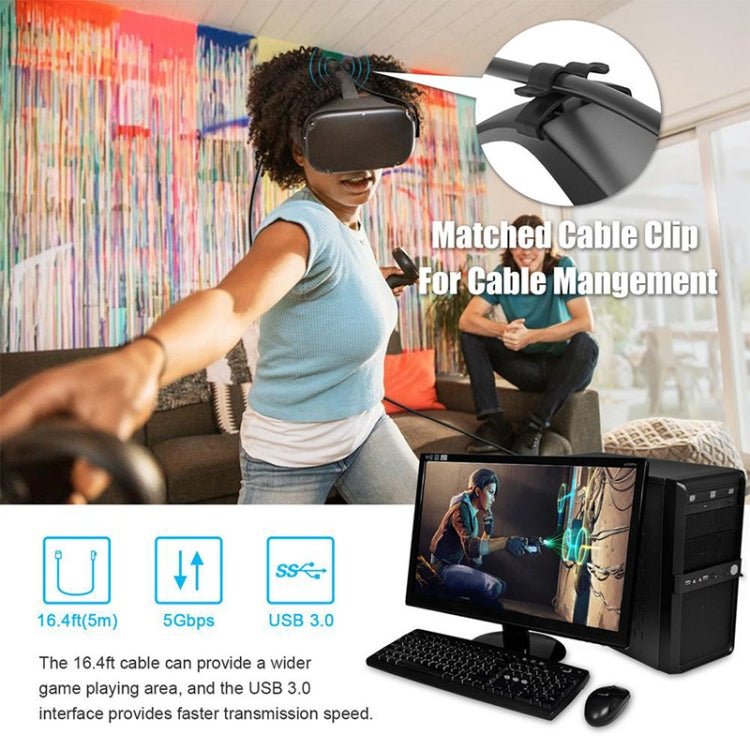 USB Male to USB 3.2 Gen1 Type - C Elbow VR Link Cable For Oculus Quest 1 / 2, 3m, 4m - ORIWHIZ